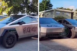 Декілька десятків нових Tesla Cybertruck розмалювали фарбою