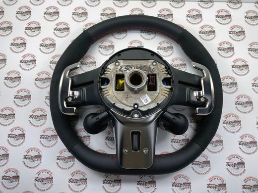 A09946025093D16, A 099 460 25 09 3D16 Колесо рульове (кермо) шкіра наппа/алькантара чорне з червоним рядком, AMG Drive unit з кнопками та подушкою в зборі з підігрівом, AMG Performance Mercedes GLE W167/C167 / GLS X167 / C W206 / E W214 / S W223 / SL R232