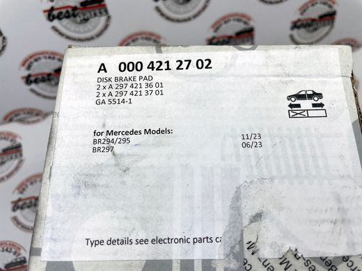 A0004212702, A 000 421 27 02 Колодки гальмівні передні Mercedes EQE X294/V295 / EQS V297