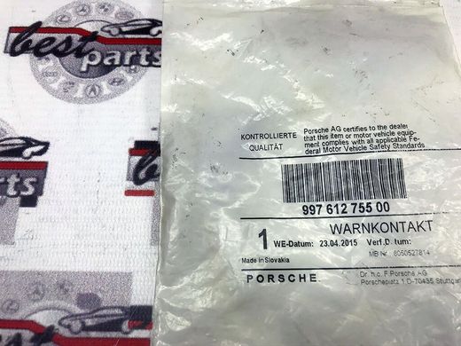 99761275500, 997 612 755 00 Датчик износа передних тормозных колодок левый Porsche Boxster 987 / Cayman 987C